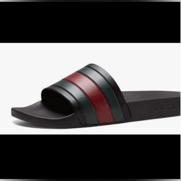 Gucci Men's Black and Red Slide Sandals - Picture 1 of 8